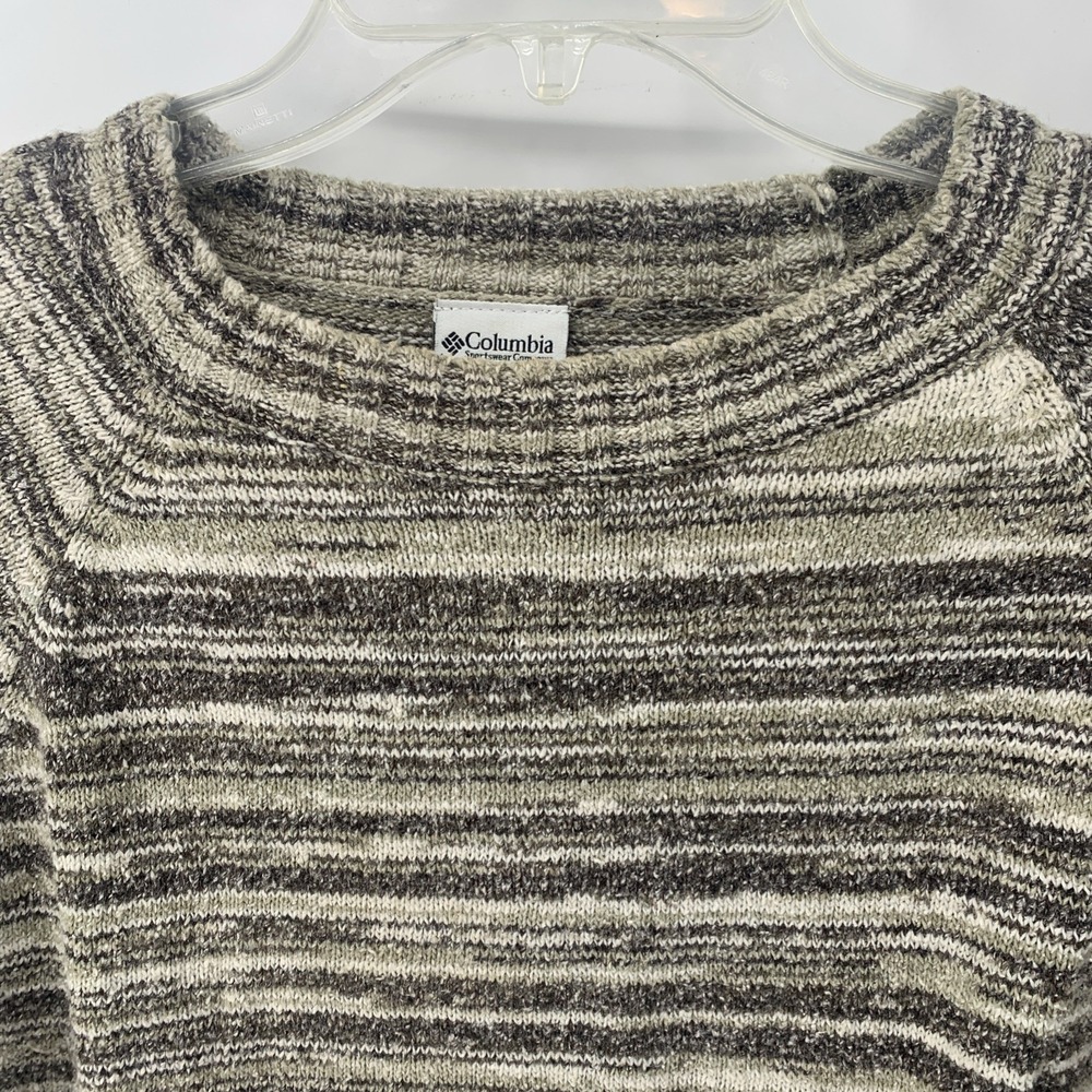 Women's Columbia Sweater Earth Tone Striped Size Large Side Slit Accent - Picture 3 of 9
